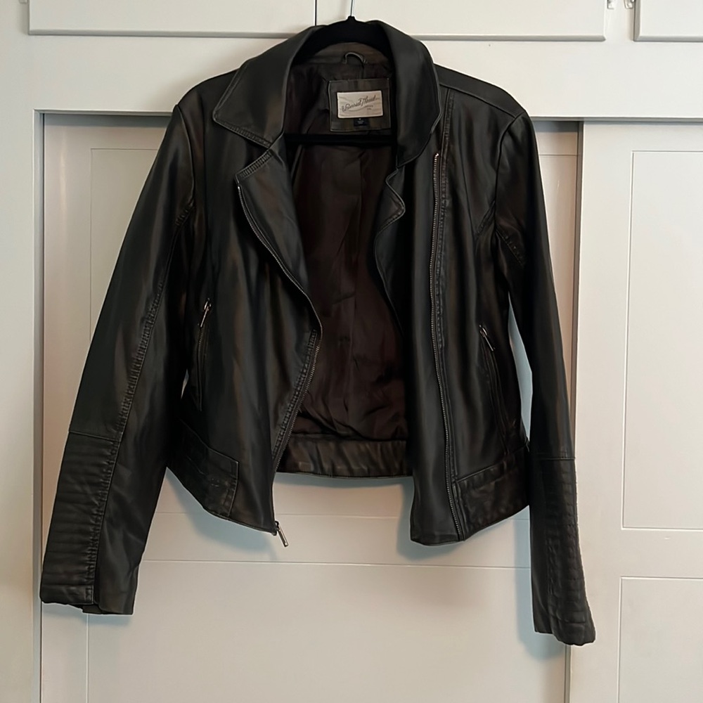 Universal Thread Black-Gray Faux Leather Jacket